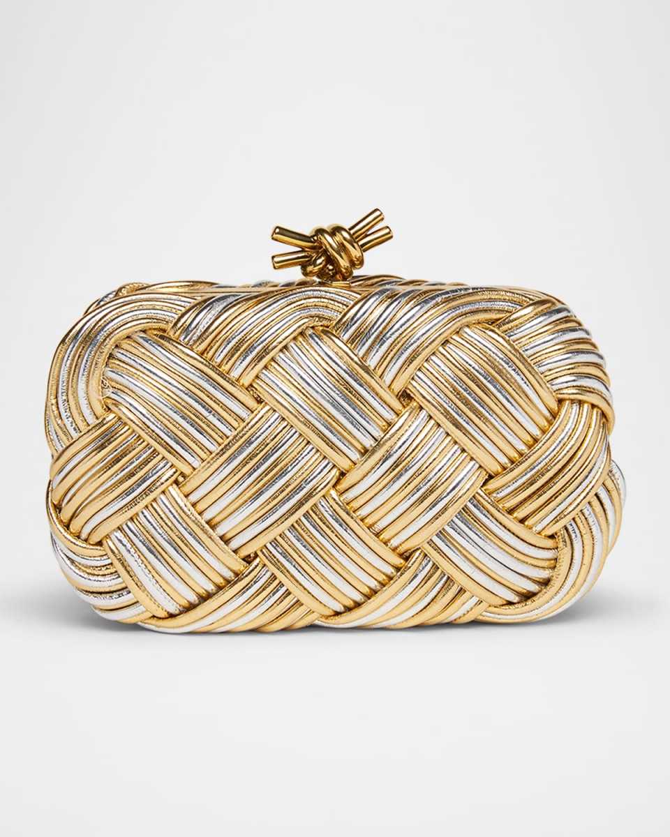 Knot Tubular Metallic Leather Clutch Bag